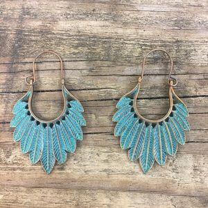 Boho feather hoop earrings